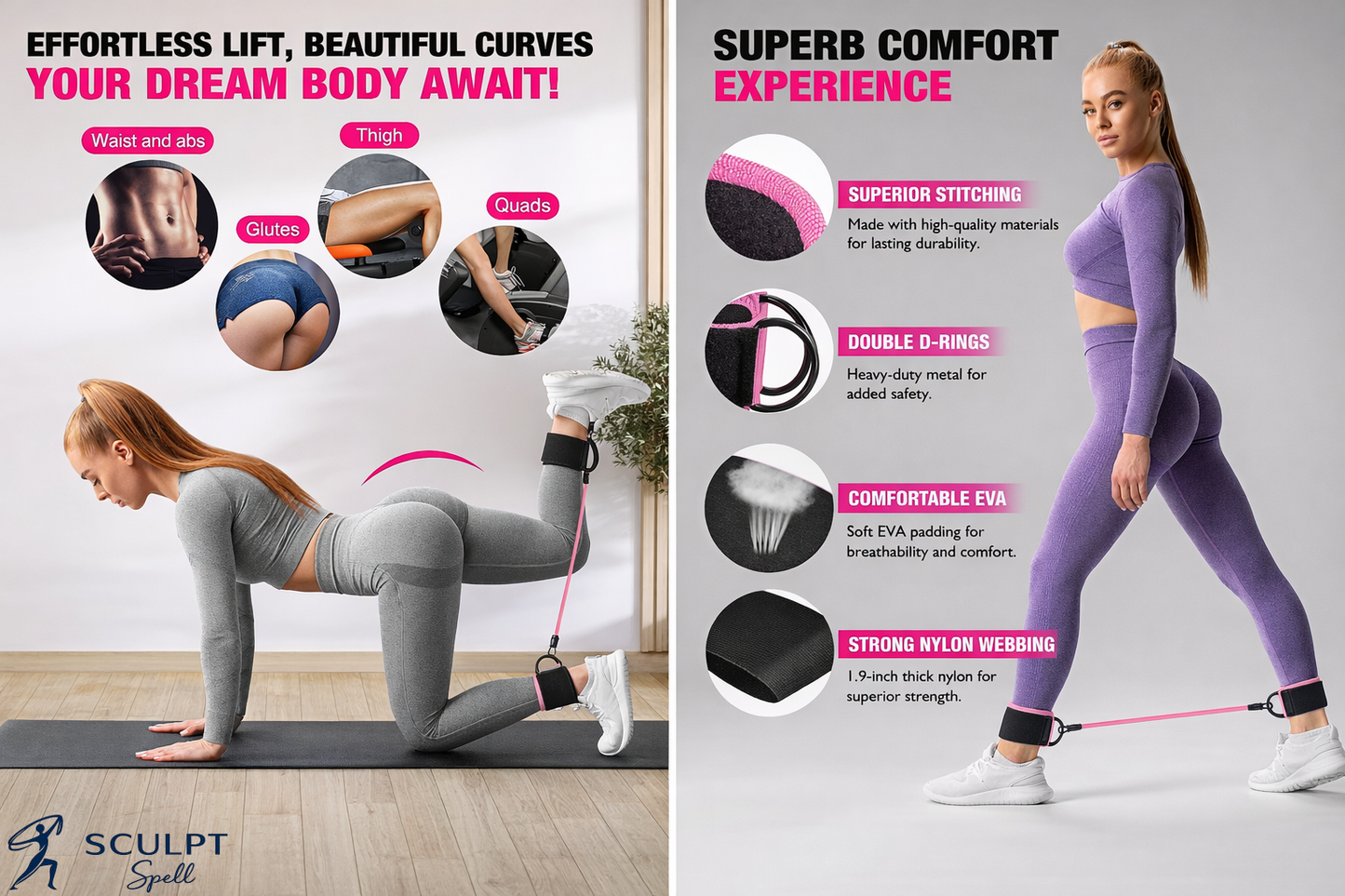 Sculpt Spell™ Ankle Resistance Bands with Cuffs